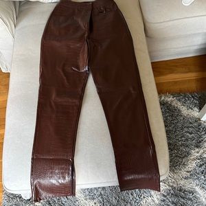 Asos brown faux leather pants size 4